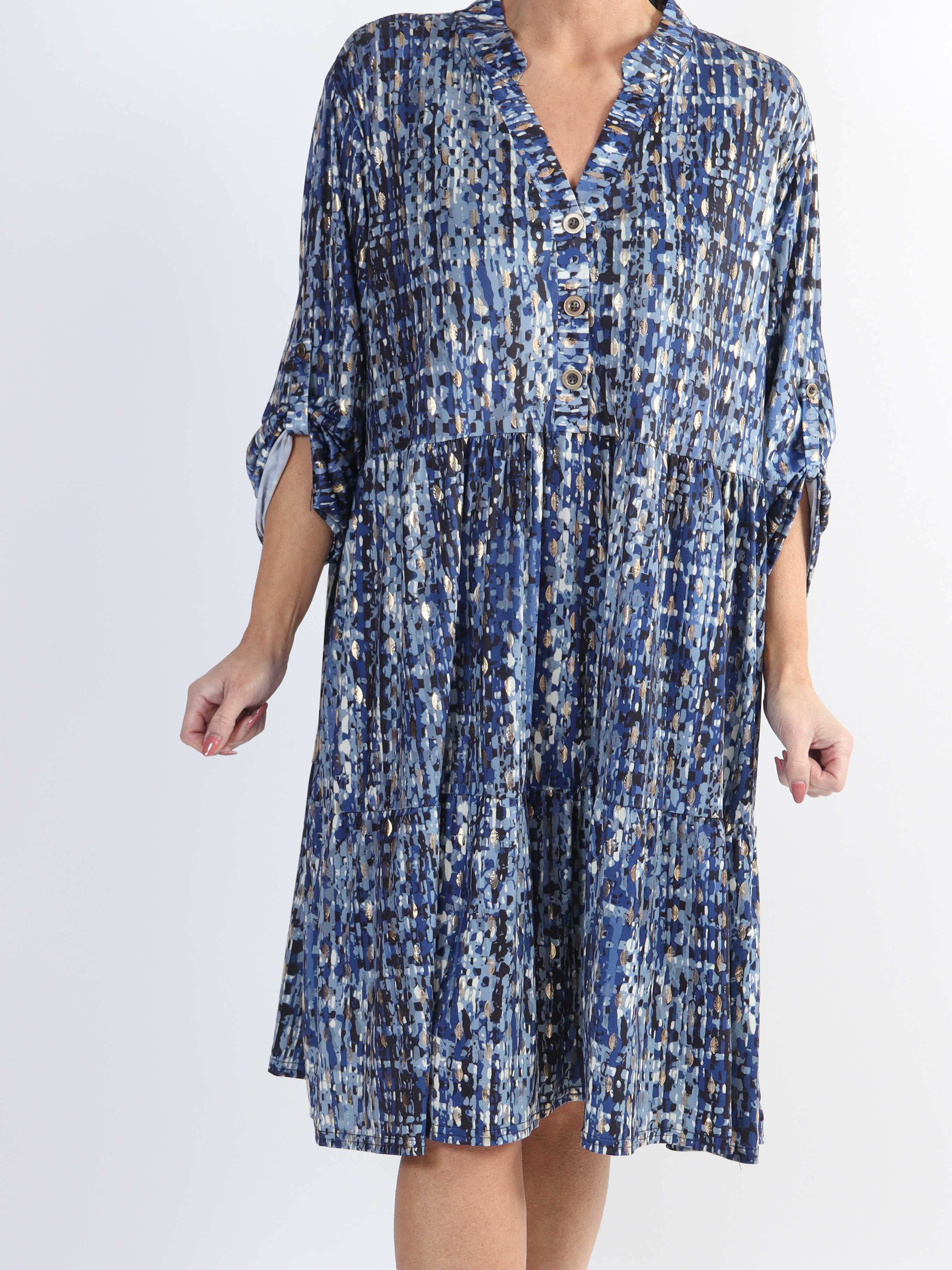 Milano Pattern Midi - Mønstret plus size kjole med lag på lag look